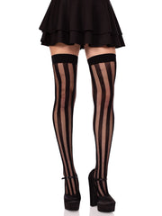 Krya Striped Net Thigh Highs