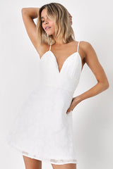 Mindful Muse White Floral Burnout Skater Mini Dress