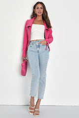 Up on a Tuesday Hot Pink Vegan Leather Jacket