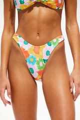 Gone Coastal White Floral Print Low Rise Bikini Bottoms