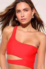 Sunshine Glow Bright Red Cutout One-Piece Swimsuit