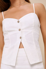 Simply Posh White Button-Front Cami Top