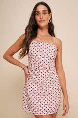 Charming Desire Pink Geo Print Ruched Sleeveless Mini Dress