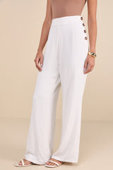 Noteworthy White Wide-Leg Pants