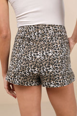Wild Attitude Beige Leopard Print Twill High-Rise Shorts