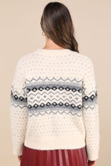 Wintry Cuddles Ivory Oversized Fair Isle Cardigan