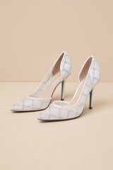 SB-Cruze Ivory Mesh Rhinestone Pearl Pointed-Toe D'Orsay Pumps
