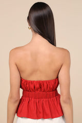 Georgie Red Strapless Peplum Top