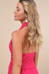 Cove Fuchsia Textured Cowl Halter Top