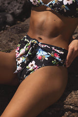 Nula Black Multi Floral Tie-Front Bikini Bottoms