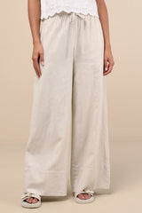 Brisa Beige Cuffed Wide-Leg Pants