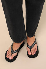 Skyscraper Black Studded Platform Thong Sandals