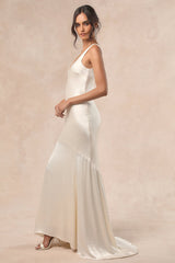 Love All of Me Champagne Satin Maxi Dress