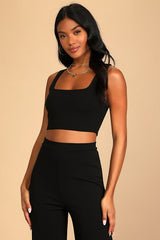 Only Tonight Black Two-Piece Wide-Leg Jumpsuit