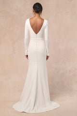 Feeling of Forever White Long Sleeve Mermaid Maxi Dress