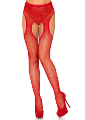 Casey Rhinestone Fishnet Suspender Tights