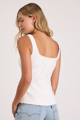Poised Impulse Ivory Sleeveless Button-Front Vest Top
