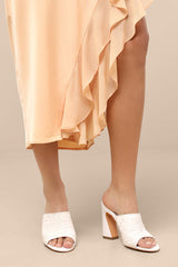 Callixta White Lace High Heel Slide Sandals