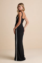 Neeva Black Front Slit Column Maxi Dress