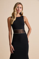 Just Exquisite Black Rhinestone Mermaid Maxi Dress