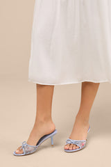 Pamina Periwinkle Satin Bow Slide High Heel Sandals