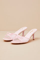 Pamina Pink Satin Bow Slide High Heel Sandals