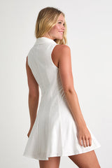 Zenley White Collared Skater Mini Dress