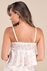 Alexia Ivory Ditsy Floral Satin Babydoll Tank Top
