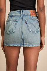 Superlow Medium Wash Low-Rise Mini Skirt