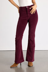 Sunset Burgundy Corduroy High-Rise Flare Jeans