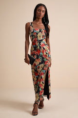 Miya Black Multi Floral Sleeveless Maxi Dress