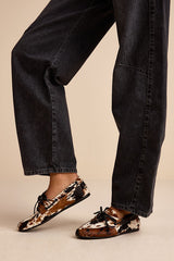 Sag Cow Print Calf Hair Leather Lace-Up Loafers