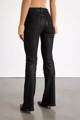 Charley Black Coated High-Rise Bootcut Jeans