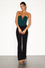 Babe Alert Dark Green Notched Strapless Bodysuit