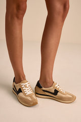 B.Ntcd Tan Multi Leather Nylon Sneakers