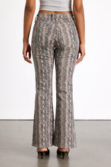 Iniya Snake Print Denim Mid-Rise Bootcut Jeans