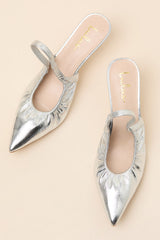 Corbett Silver Ruched Slingback Pointed-Toe Pumps