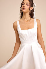 Rosabelle White Taffeta Bustier High-Low Maxi Dress