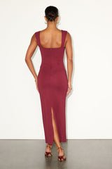 Samai Burgundy Cap Sleeve Bodycon Midi Dress