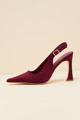 Katrina Burgundy Suede Pointed-Toe Slingback Pumps