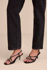 Sara Black Strappy Slingback High Heel Sandals