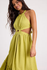 Island Vacay Chartreuse Tie-Back Maxi Dress
