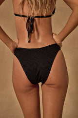 Bungalow Black Textured Cheeky Bikini Bottoms