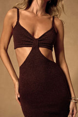 The Way I Feel Dark Brown Cutout Midi Sweater Dress