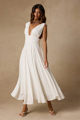 Jaden Ivory Sleeveless Midi Dress