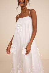 Allie White Floral Applique Shift Maxi Dress