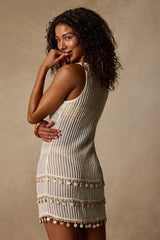 Sea Breeze Cream Sheer Crochet Mini Swim Cover-Up