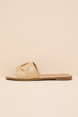 Barrett Beige Raffia Slide Sandals