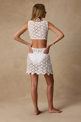Calypso Ivory Floral Crochet Mini Swim Cover-Up