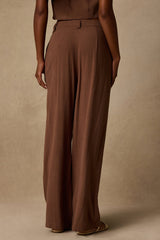 Suits You Perfectly Brown Linen Wide-Leg Pants